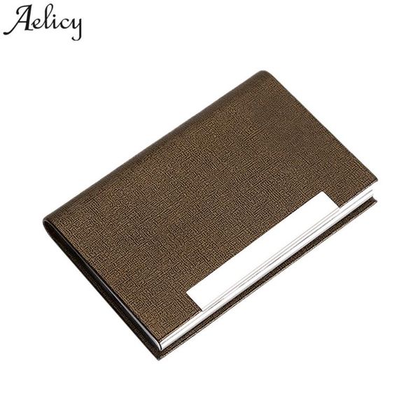 

card holders aelicy holder fashion creative metal leather business men women credit passport box wallet 2021, Brown;gray