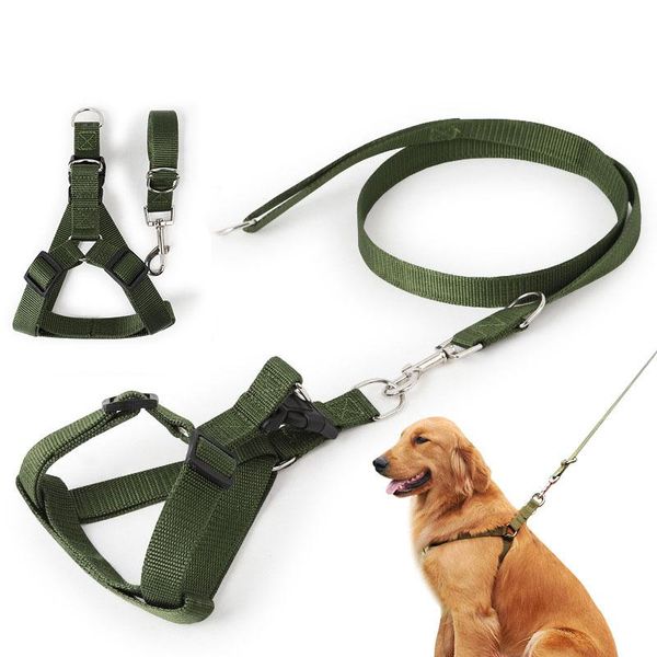 

dog collars & leashes heavy big harness and leash set nylon pet leads adjustable for medium large dogs chest 35-60cm 2.5*120cm