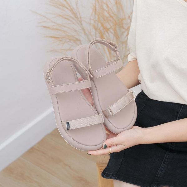 

sandals comfort shoes for women roman 2021 summer soft suit female beige gladiator low beach flat girls black back strap hoo