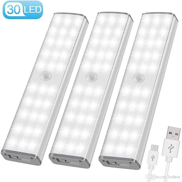 

pir motion sensor led light usb wireless led kitchen/wall lamp 3 mode brightness level 30 led closet/wardrobe/under cabinet light
