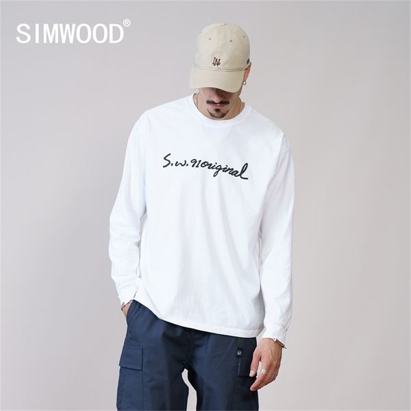 

spring winter letter print long sleeve t-shirts men 100% cotton pullovers plus size brand clothing 220309, White;black