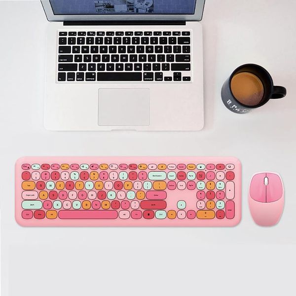 

keyboard mouse combos wireless and combo, pink keyboard, 2.4ghz retro full