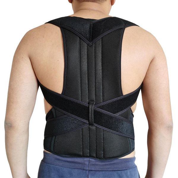 

back posture magnetic therapy posture corrector support brace belt for back & shoulder correction, Black;blue