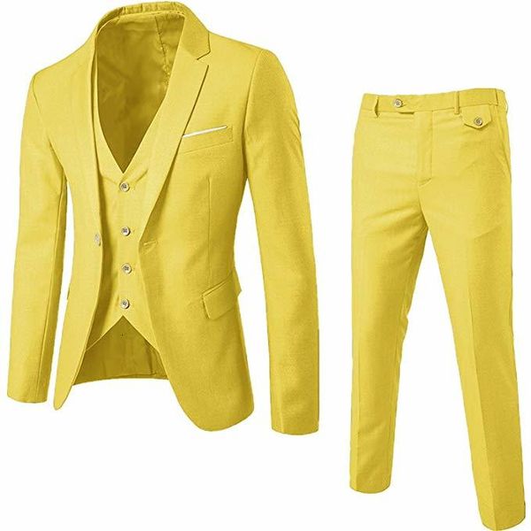 

men's suits & blazers and fashion 3 sets of tailored fine banquet from the wedding party dress groom's tuxedo yellow men zoqe, White;black