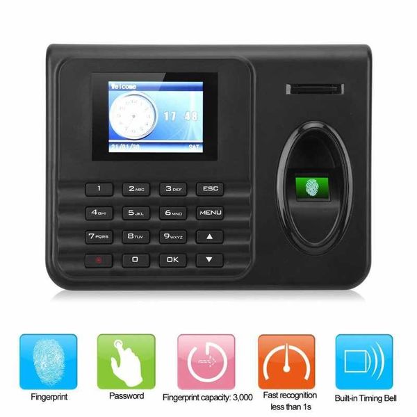 

attendance machine time clock 2.4in color screen biometrics fingerprint password check in out 100-240v