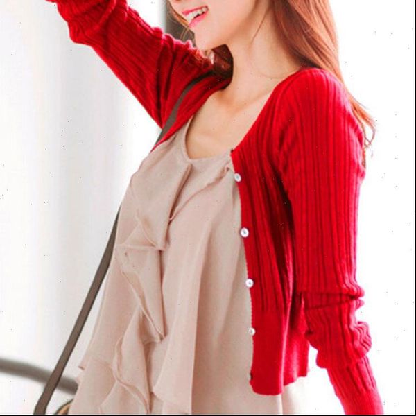 

new womens korean autumn sweater cardigan women slim waist round neck short paragraph cardigan coat, White;black