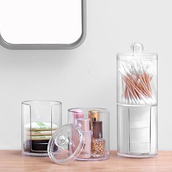 

storage boxes & bins cotton swab box double acrylic round portable multifunctional cosmetic makeup pad jewelry home desk decor