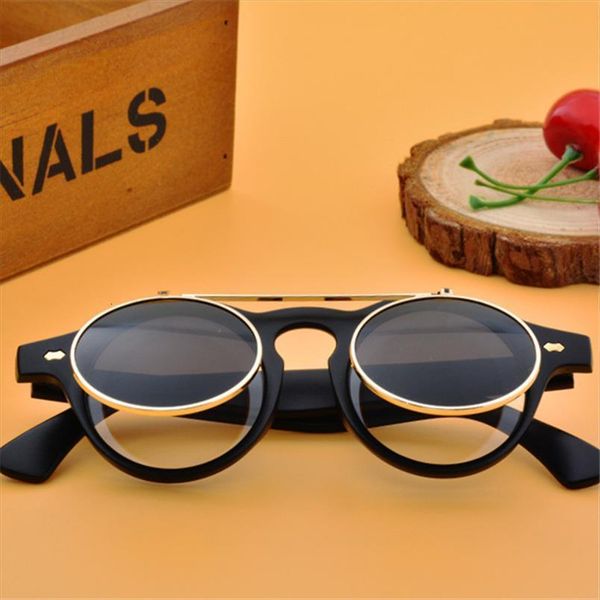 

fashion round mens sunglasses classic retro brand design double layer lens blind glasses uv400 goggles, White;black
