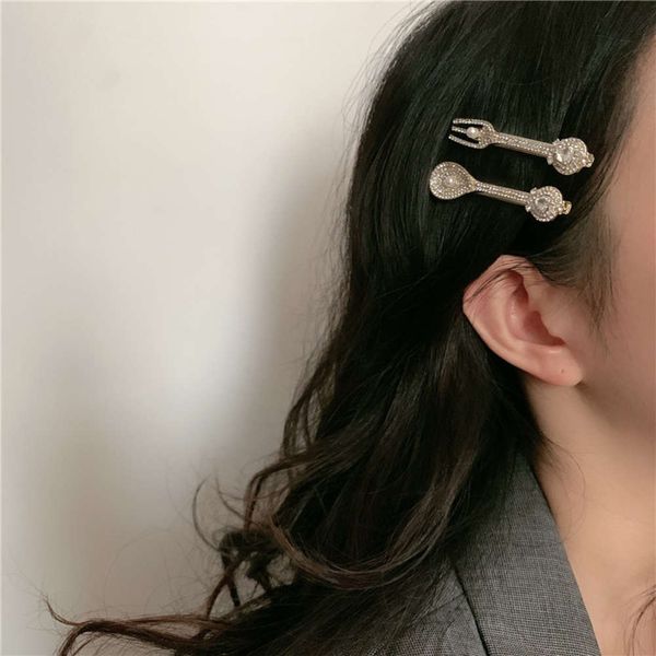 

hbp fashion new korean designer interesting fresh water pearl spoon fork duck beak clip hairpin female, Silver