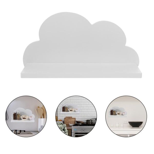 

other home decor 1pc punch wooden cloud shape baffle shelf floating for (white)