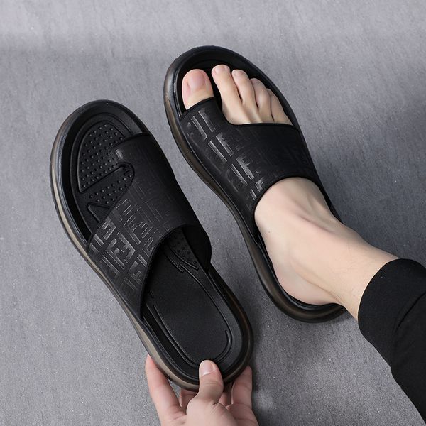 

flip flops men's 2021 summer personalized breathable shoes fashion sandals, Black