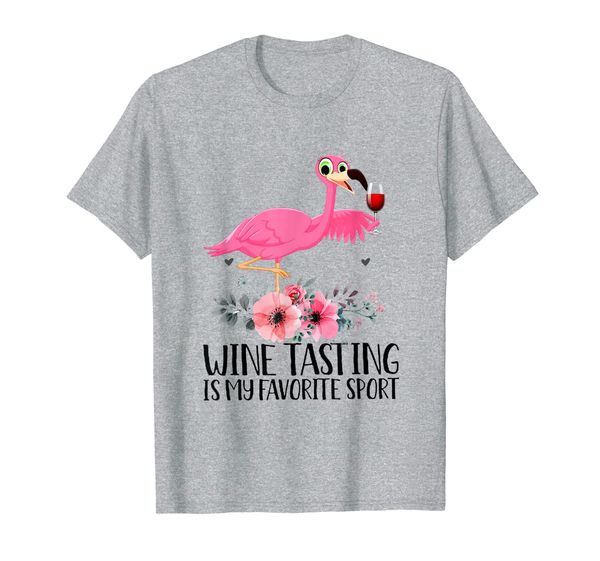 

wine tasting is my favorite sport flamingo t-shirt, White;black