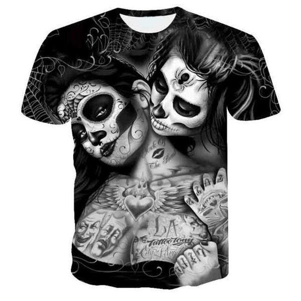 

men's t-shirts masked 3d t shirt woman men skull tshirt print peking opera summer casual tees short sleeve streetwear gothic halloween, White;black