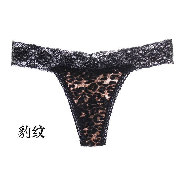 

long-term supply big yards thong t pants female leopard lace underwear club, Black;pink