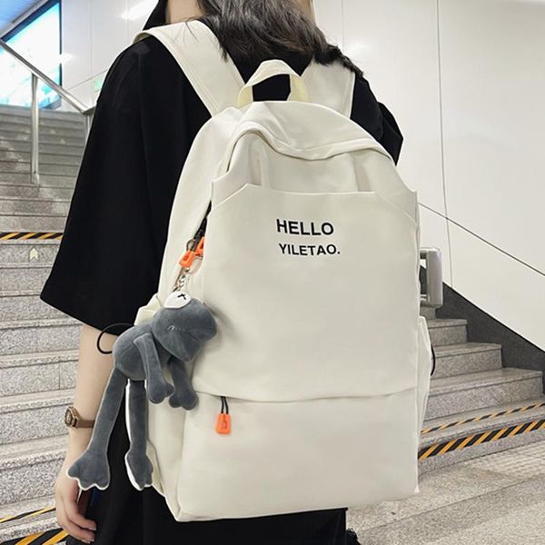 

backpack waterproof nylon women large capacity solid color men travel bag college schoolbag lapbackpacks bookbag