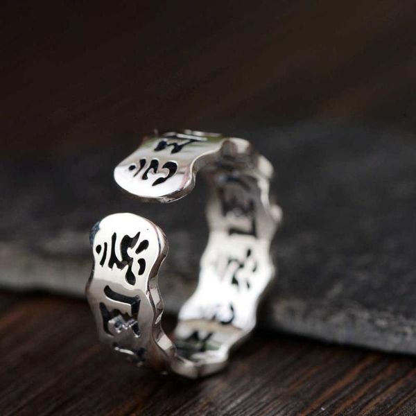 

cluster rings fnj 990 silver ring for women jewelry 100% original pure s990 sterling good luck lucky buddha, Golden;silver