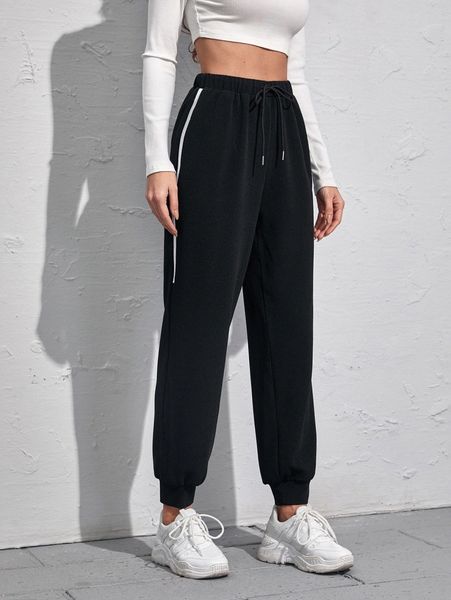 

side stripe drawstring sweatpants a2gq#, Black;white