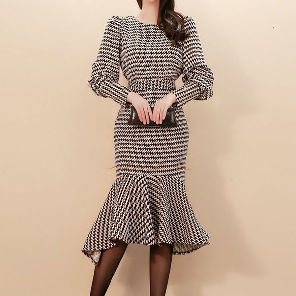 

pieces define female spring the neck sleeve + waist waistline mermaid plaid skirts woman suits ta7268 jczo, Black