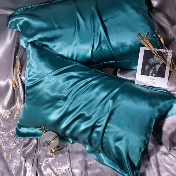 

pillow case double-sided pure emulation silk satin pillowcase mulberry bed wide-brimmed cover single for home 22 colors