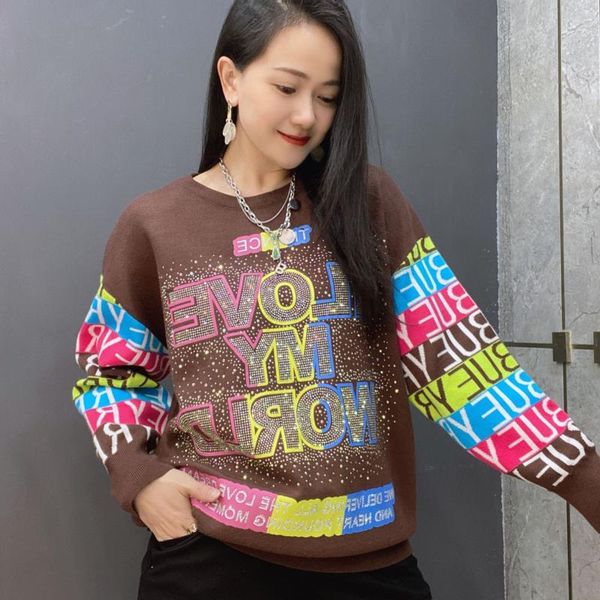 

women's sweaters letter diamonds winter sweater contrast spliced knitting size cozy jumper, White;black