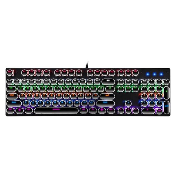 

keyboards mechanical gaming keyboard with true rgb backlit collapsible wrist rest 104-key blue switch led round keycap