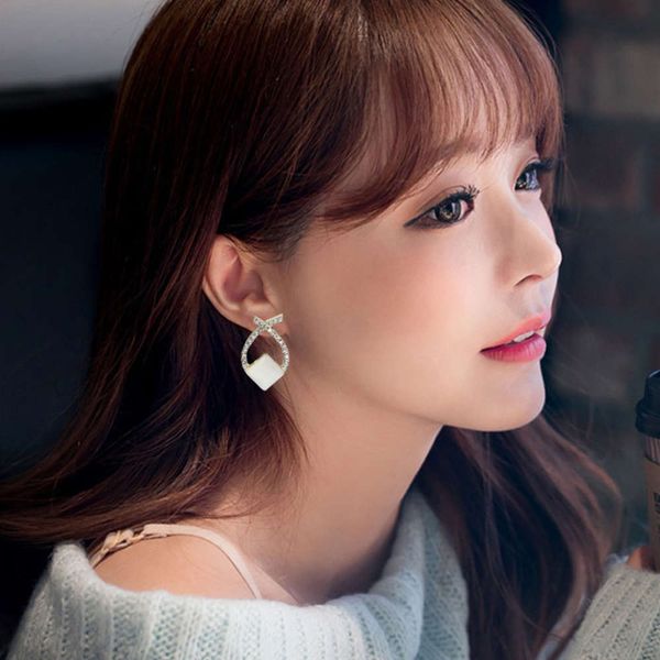 

fairy exquisite opal inlaid small earrings feminine temperament simple goldfish