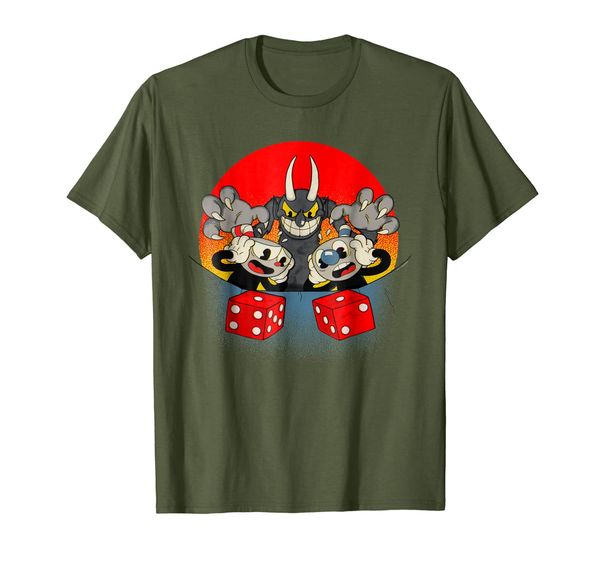 

cuphead roll dice get snake eyes devil dealt graphic t-shirt, White;black