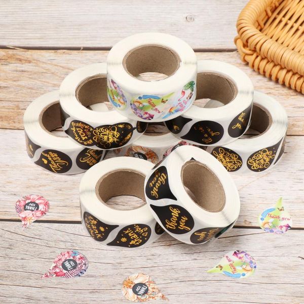 

gift wrap 500pcs/roll 2021 gold foil thank you stickers for seal labels wedding party christmas packaging sticker birthday gifts decor
