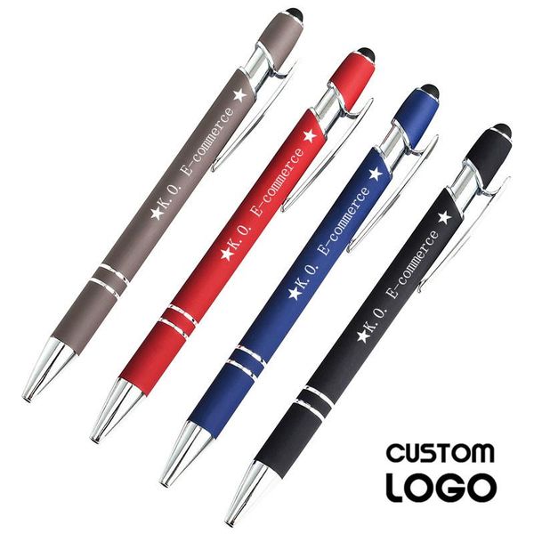 

ballpoint pens 30pcs metal multi-function press capacitive touch handwriting screen stationery gifts pen custom logo, Blue;orange