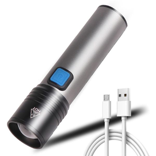 

flashlights torches waterproof camping light zoomable torch lantern usb rechargeable led xm-l t6 built-in 1200mah 18650 battery