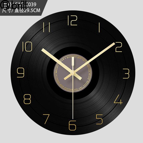 

glass simple wall clock living room fashion silent wall clock modern design fashion simple black record 50
