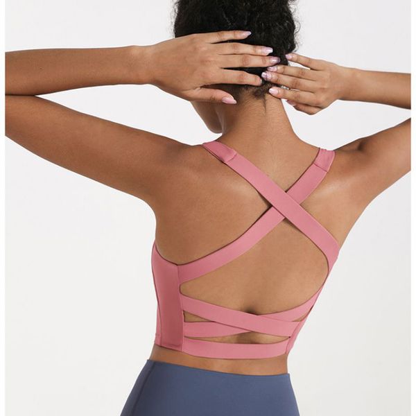 

2021 high-strung resort for woman quilted gymnasium tank seamless ladies sports yoga bra cross braces ztqt, Red;black