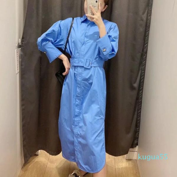 

casual dresseswomen solid dress sashes turn down collar long sleeve arrivals lady temperament fashion autumn 2021, Black;gray