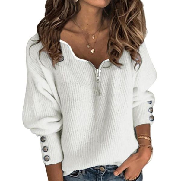 

pullover sweater fashion solid blue grey white color v neck long sleeve simple autumn winter female pullovers clothing for women, White;black