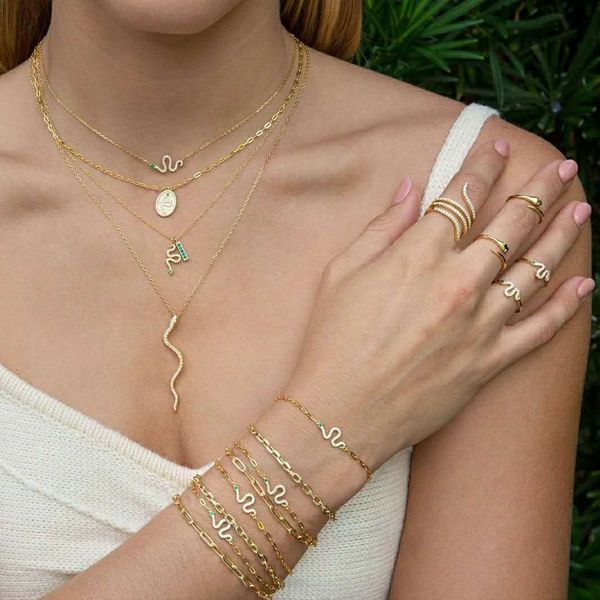 

gold snake necklace for women silver serpent layered necklace dainty snake earrings bracelets jewelry sets crystal drop dangle earrings, Black