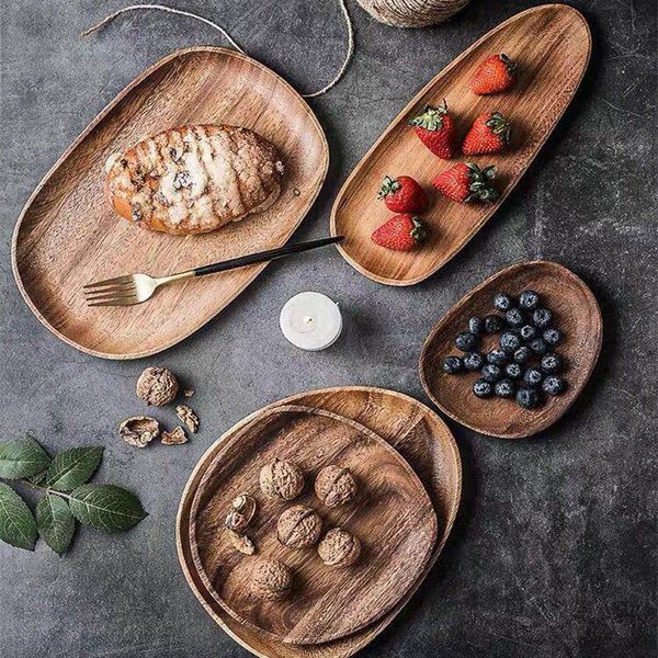 

dishes & plates whole wood lovesickness with irregular oval solid pan plate fruit saucer tray dessert tableware set