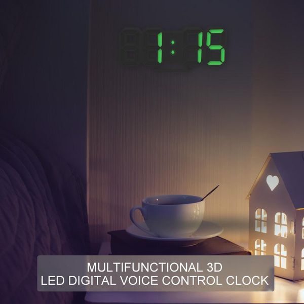 

3d led wall clock modern design digital table clock alarm nightlight sartre wall for home living room decoration supplies