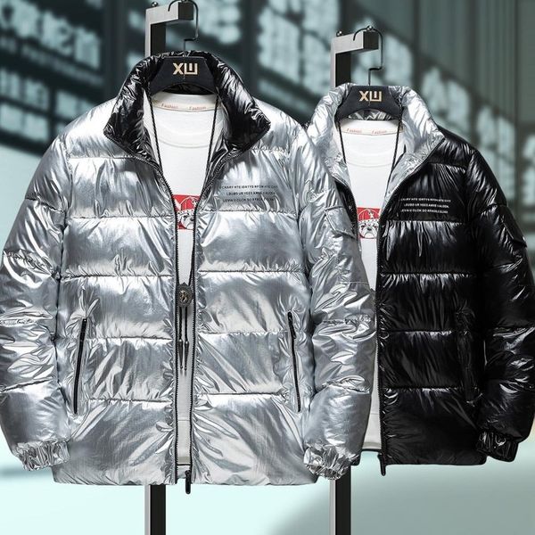 

new donsjack men short wear stand-up collar fashion shiny jas black sier winter park