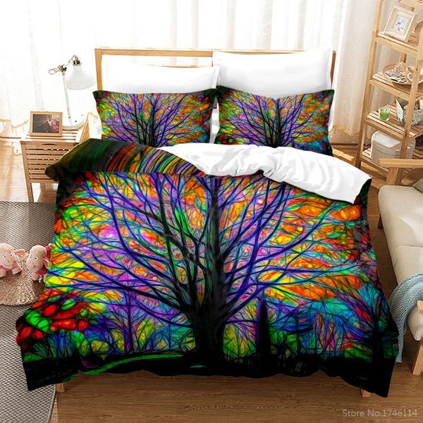 

bedding sets 3d print plant tree with colorful branches set abstract art duvet cover comforter pillowcase bedclothes