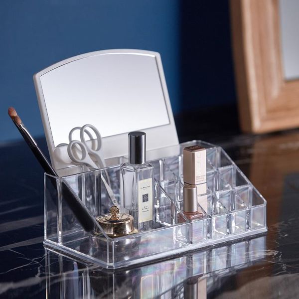 

bathroom storage & organization transparent multi-grid makeup box lipstick jewelry finisher brush rack beauty skin care product