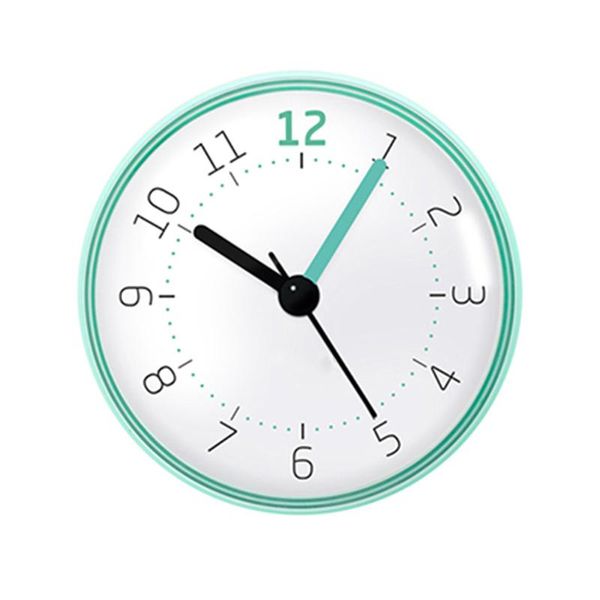 

wall clocks mint color quartz sweep waterproof shower mini silent bathroom suction in mirror watches