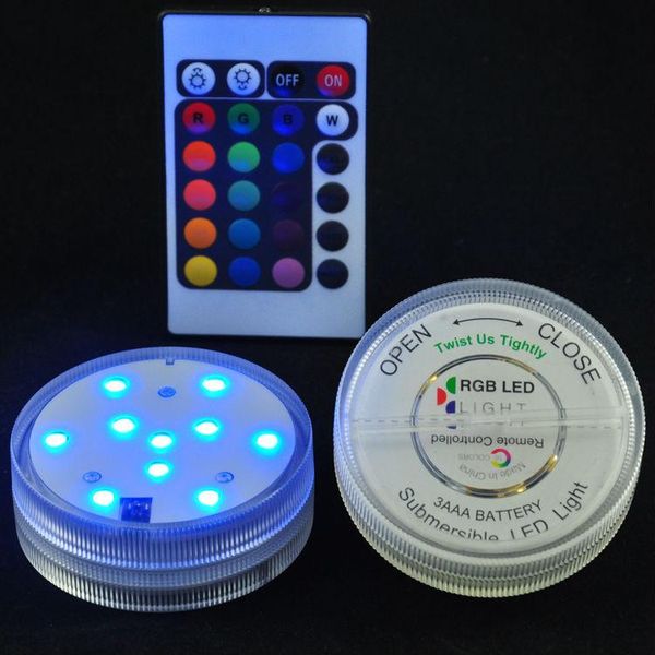 

strings 100pcs/lot remote controlled 10 multi-colors leds submersible led light/floral light/vase light/wedding lights by dhl