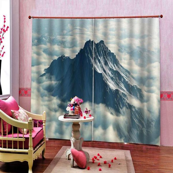 

curtain & drapes beautiful on white clouds snow mountain scenery large window for living room bedroom blackout indoor decor sets