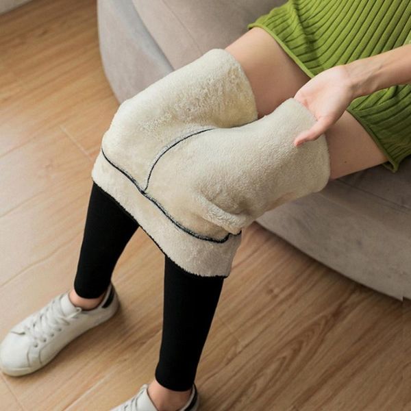 

women's leggings autumn winter fleece outer wear high waist thick warm pants pencil fashion, Black