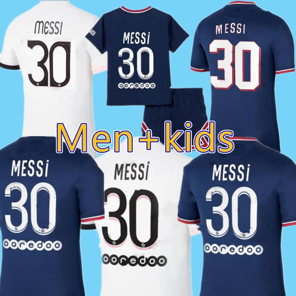 

#30 messi football jersey 21/22 messi men home blue soccer jersey 2021/2022 kids kit away white uniform, Black;yellow