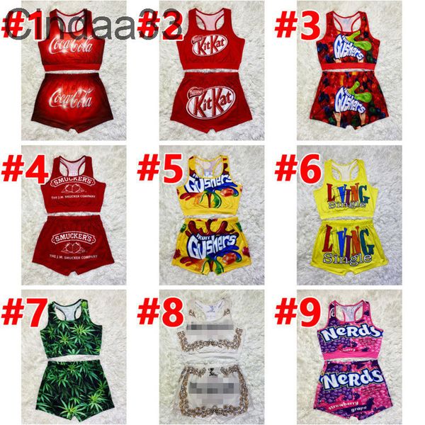 

women tracksuit 2 piece set shorts yoga pants outfits designer cartoon letter print casual clothing suspenders suit 2021, Gray