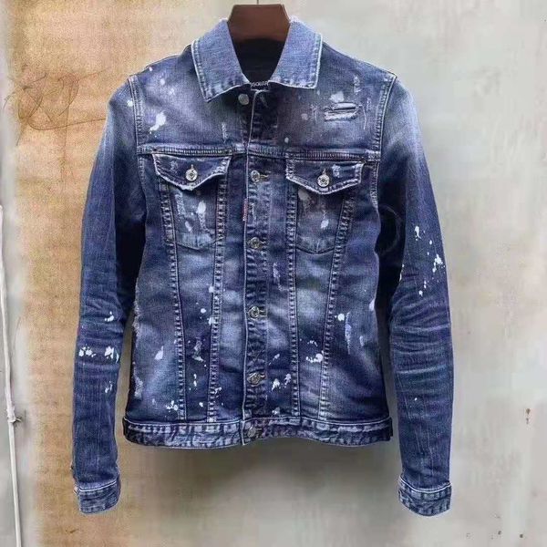 

men's denim jacket, motorcycle punk clothing, 1902, White;black