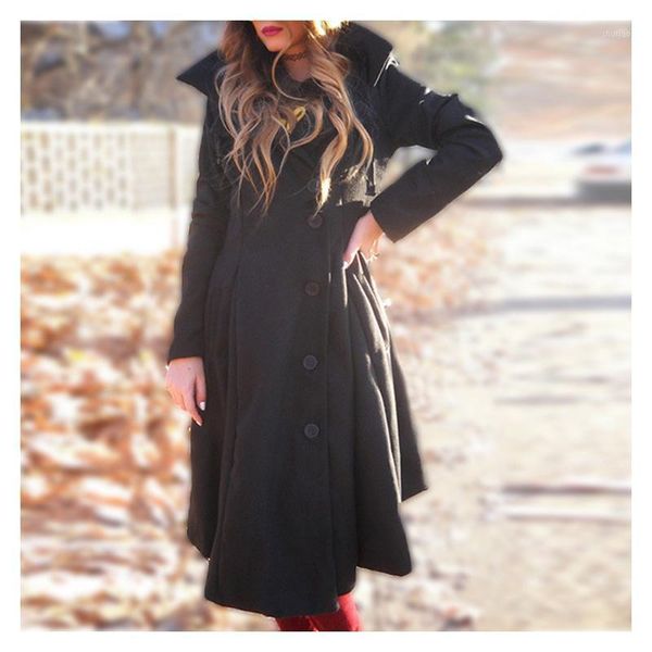 

women's wool & blends fashionable asymmetric button slim female hooded woolen coat, women coats and jackets winter, winter for, Black