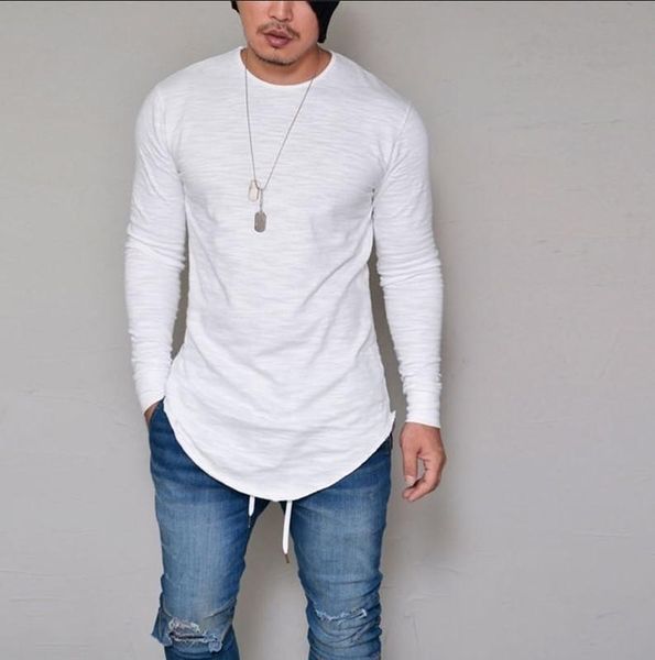 

men's t-shirts mrmt 2021 brand style wear solid color base shirt slim fit crew neck long-sleeved t-shirt, White;black