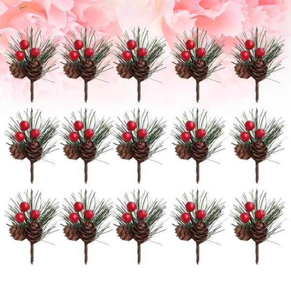 

decorative flowers & wreaths 24 pcs artificial christmas pine tree branches with cones lifelike decoration ornament xmas hanging pendant
